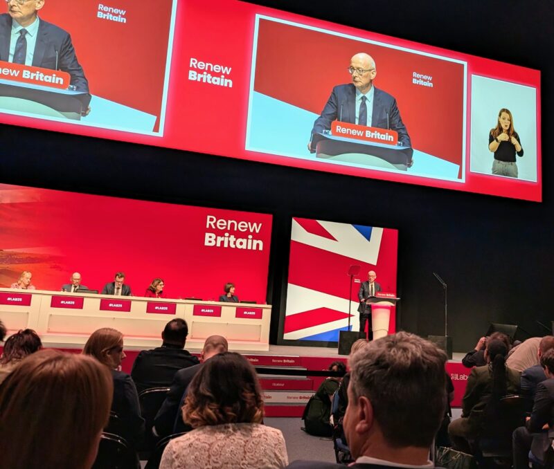 Pat McFadden on stage